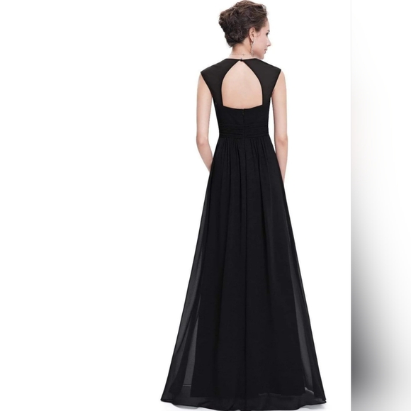 Ever Pretty Chiffon Embellished Rhinestone Zip Cocktail Black Tie Maxi Gown - Picture 3 of 14